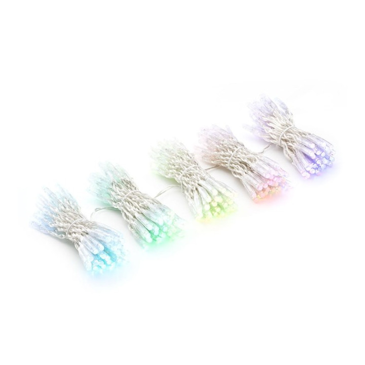 Twinkly Pro PLC -kapseli 5 tippaa x 50 pikseliä verho, 250 LED RGBW, läpinäkyvä lanka, IP65