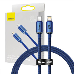 Baseus Crystal kabelis USB-C līdz Lightning, 20 W, 1,2 m (zils)