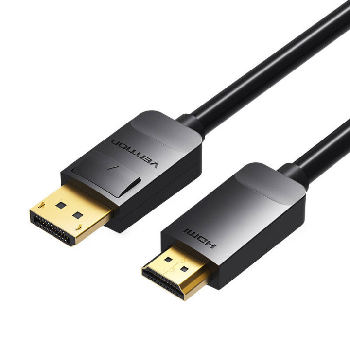 DisplayPort 1.2 līdz HDMI 1.4 kabelis 3 m ventilācijas HADBI (melns)