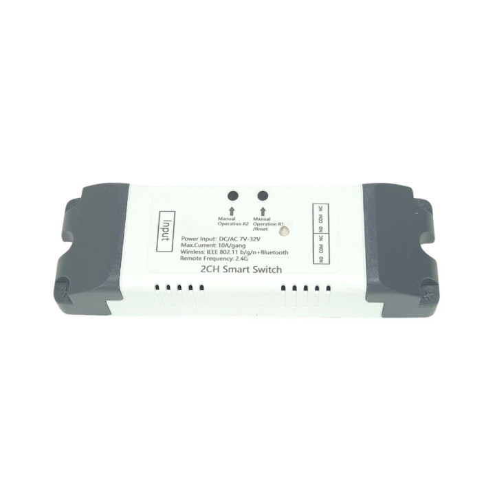 SmartWise 5V-32V Wi-Fi + Bluetooth 2 grupu viedais releja slēdzis, NO/NC, sausais kontakts, īslaicīgs, bloķēts, saderīgs ar eWeL