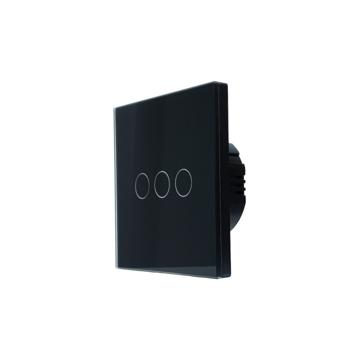 SmartWise T63 UNI Wi-Fi + eWeLink-Remote, 3-gang smart wall switch , universial wiring, black touch panel