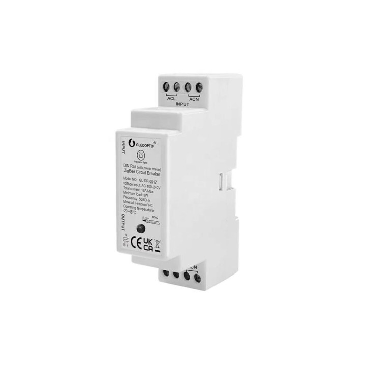 Gledopto GL-DR-001Z Tuya Zigbee DIN-kiskorele tehomittarilla (16A)