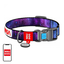 Ошейник для собак Waudog "NASA21" нейлоновый с QR-кодом, размер s, ширина 15 мм.