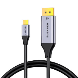 Lention CU808D USB-C-DisplayPort-kaapeli, 8K60Hz, 1,7 m (musta)