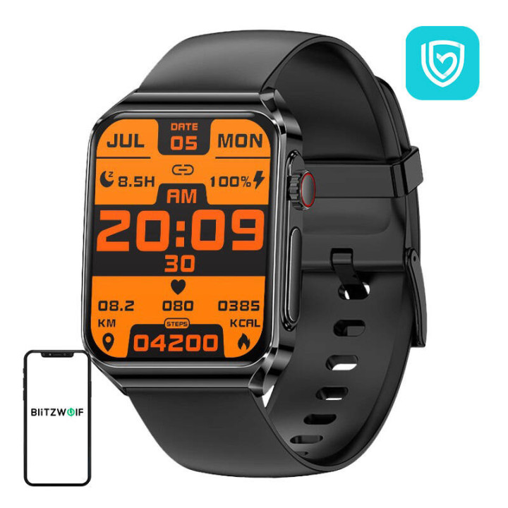 Умные часы BlitzWolf BW-HL6 (черный силикон)