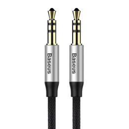 Baseus Yiven audio kabeļa mini ligzda 3,5 mm AUX, 1 m (melns+sudrabs)