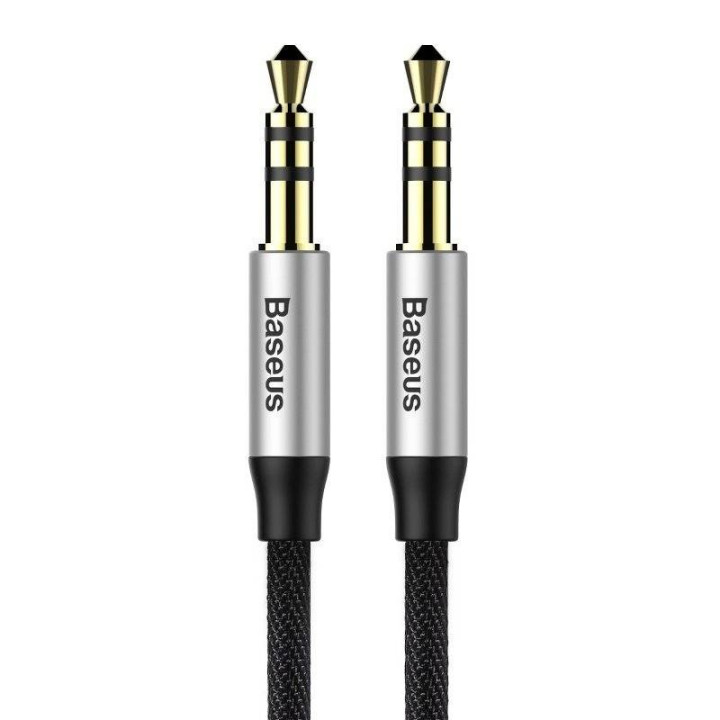 „Baseus Yiven“ garso kabelio mini lizdas, 3,5 mm AUX, 1 m (juodas + sidabras)