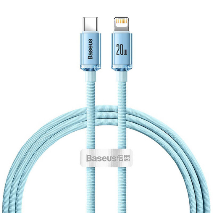 Baseus Crystal Shine USB-C uz IP kabelis, 20 W, 1,2 m (zils)