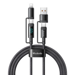 McDodo 4-in-1 USB-C/A–USB-C/Lightning-kaapeli CA-1990 1,2 m (musta)