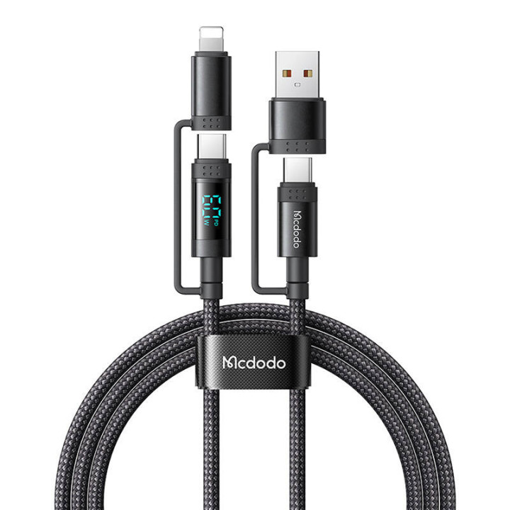 McDodo 4-in-1 USB-C/A–USB-C/Lightning-kaapeli CA-1990 1,2 m (musta)