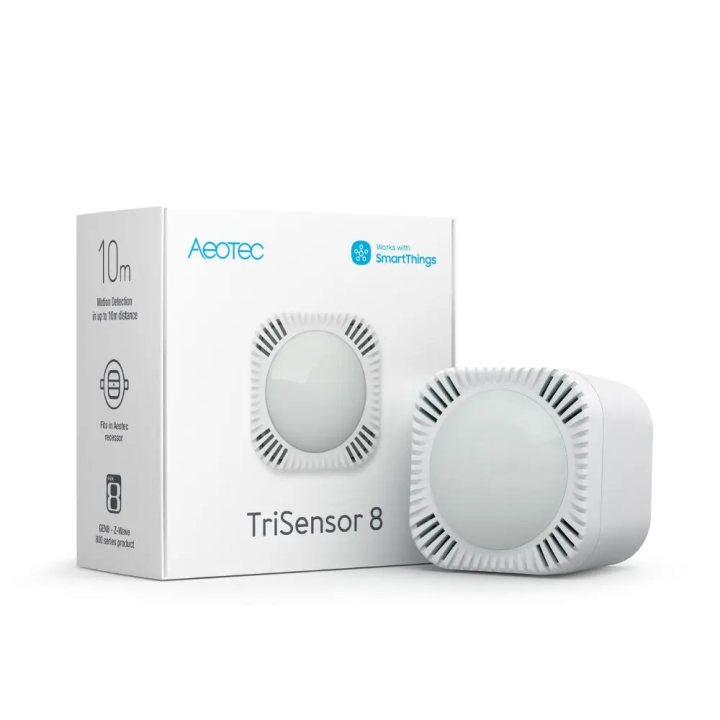 Aeotec TriSensor 8 — датчик 3-в-1 (температура + движение + интенсивность света), серия Z-Wave 800 (ZWA045-C)