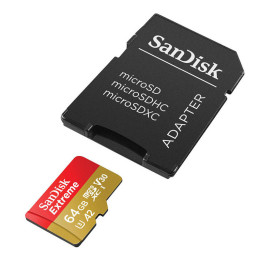 Atmiņas karte SANDISK EXTREME microSDXC 64 GB 170/80 MB/s UHS-I U3 ActionCam (SDSQXAH-064G-GN6AA)