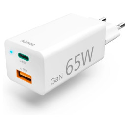 Hama mini 65W, GAN PD/QC 3.0, balts