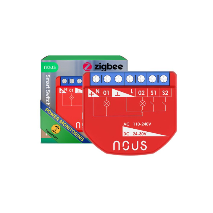 Nous B3Z nutikas Tuya Zigbee minireleemoodul, võimsusmõõturi ja lüliti sisendiga, 2 rühma