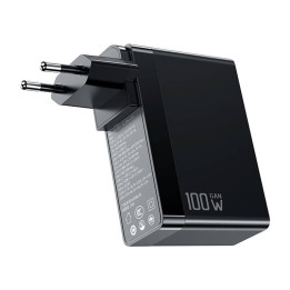 GaN Mcdodo CH-8101 Pro yleiskäyttöinen UK/US/EU matkalaturi/sovitin, 100W, 2xUSB-C, USB-A (musta)