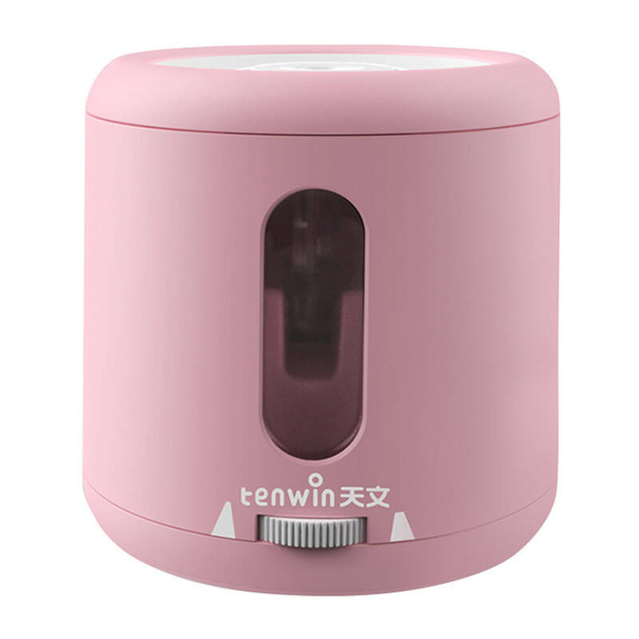 Электрическая точилка Tenwin 8035-4 аккумулятор/USB с контейнером (розовая)