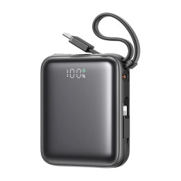Joyroom Mini PowerBank JR-PBF27 22,5 W, kaksoiskaapeli 10 000 mAh (musta)