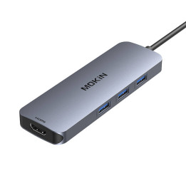 MOKiN Adapter Hub 8in1 USB-C - 2x 4K 60Hz HDMI + USB-C + USB 3.0 + SD + Micro SD (hopea)