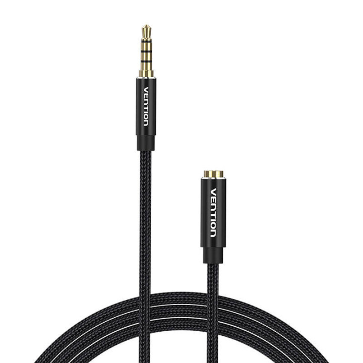 Kabeļa audio TRRS 3,5 mm vīrišķais līdz 3,5 mm sieviešu ventilācijas atvere BHCBI 3 m melns