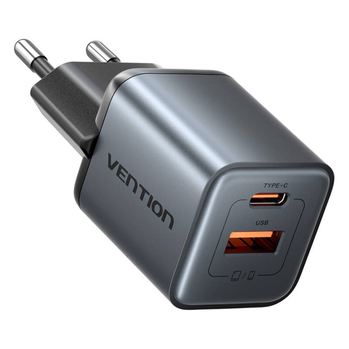 Tuuletus 30 W GaN 1x USB-A 1x USB-C szara