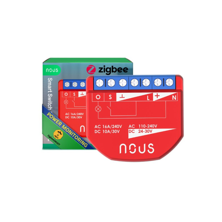 Nous B2Z išmanusis Tuya Zigbee mini relės modulis su galios matuokliu ir jungiklio įėjimu, 1 grupė