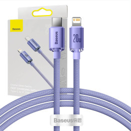 Baseus Crystal Shine kabelis USB-C līdz Lightning, 20 W, PD, 1,2 m (violeta)