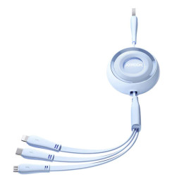 3in1 Joyroom Värikäs USB-USB-C/Lightning/Micro USB-kaapeli 3,5A, 1m (sininen)