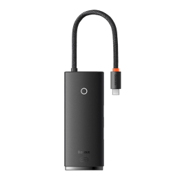 Hub 6w1 Baseus Lite Series USB-C - 2x USB 3.0 + USB-C PD + HDMI + SD/TF (musta)