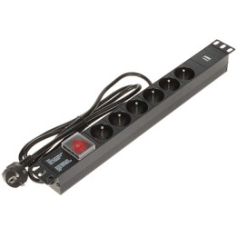 PD-6/R-USB pagarinātājs 6 kontaktligzdas USB