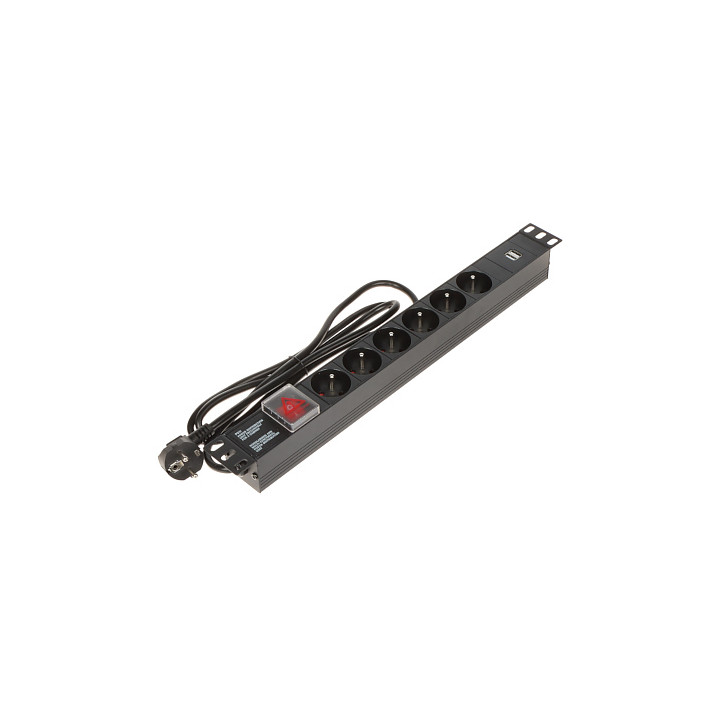 PD-6/R-USB pagarinātājs 6 kontaktligzdas USB