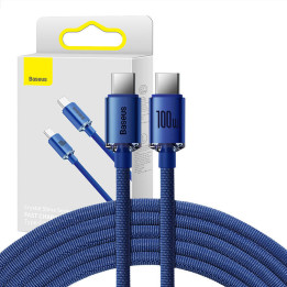 Baseus Crystal Shine kabelis no USB-C līdz USB-C, 100 W, 1,2 m (zils)