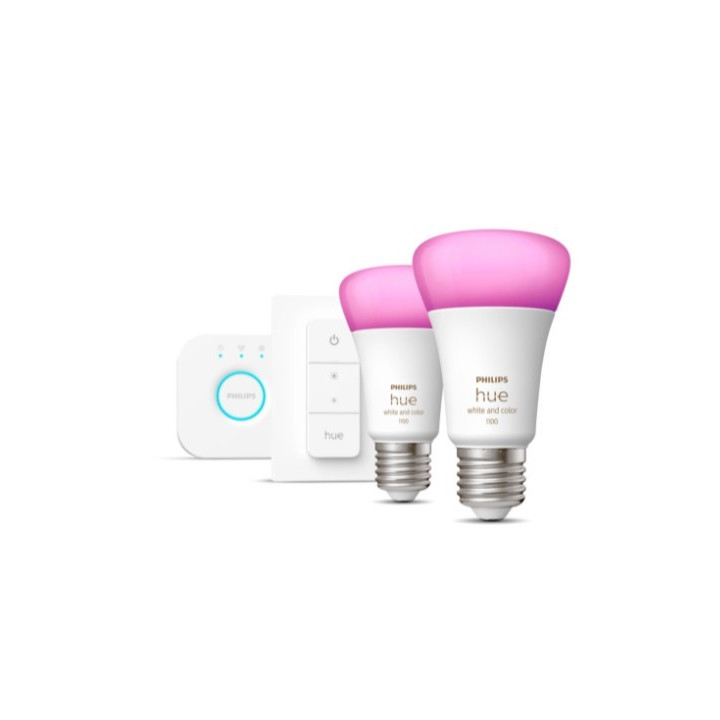 Мост Philips Hue + 2x E27 9 Вт RGBW + переключатель