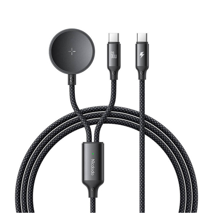 Mcdodo CA-4210 divi vienā USB-C kabelis + Samsung pulksteņa lādētājs, 60 W, 1,2 m