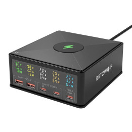 Laturi Blitzwolf 868H, 2xUSB-A, 3xUSB type-C, 160W (musta)