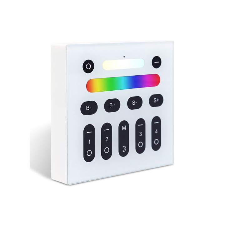 Gledopto GL-W-003Z, 4-vyöhyke LED RF langaton seinäpaneeli (Gledopto Pro LED-ohjaimille), toimii akulla (GL-W-003Z)