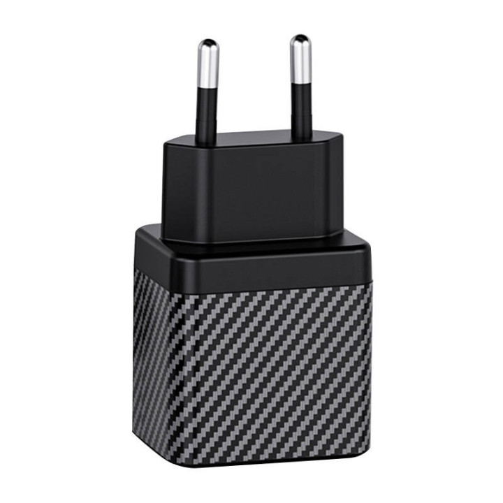 Sienas lādētājs INVZI GaN 2x USB-C, 45W, EU (melns)
