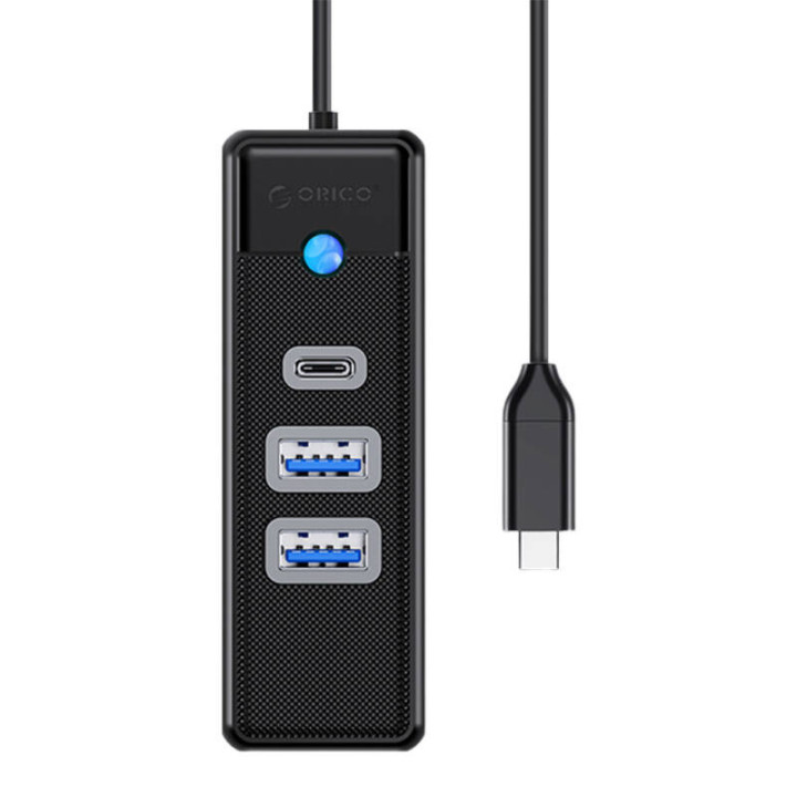 Orico Hub USB-C - 2x USB 3.0 + USB-C, 5 Gbps, 0,15 m (musta)