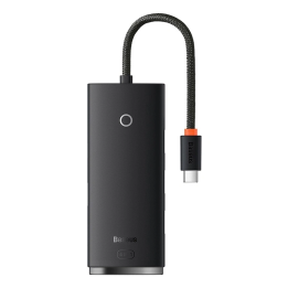Адаптер-концентратор 4-портовый USB-C Baseus OS-Lite 25 см (черный)