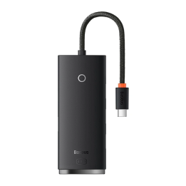 Концентратор серии Baseus Lite, 4 в 1, USB-C — 4 порта USB 3.0 + USB-C, 25 см (черный)