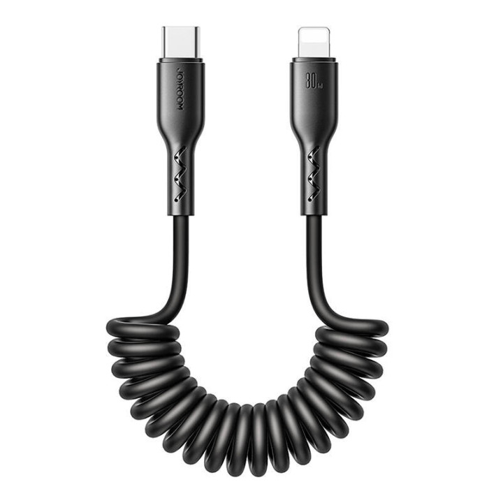 Pikalatauskaapeli autoon Joyroom Type-C - Lightning Easy-Travel Series 30W 1,5m, kierretty (musta)