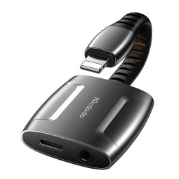 Переходник Lightning на Lightning + AUX мини-джек 3,5 мм, Mcdodo CA-6340 (черный)
