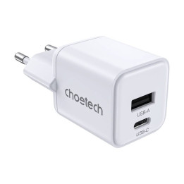 Seinälaturi Choetech PD30W Kaksoisportti 1C1A (valkoinen)