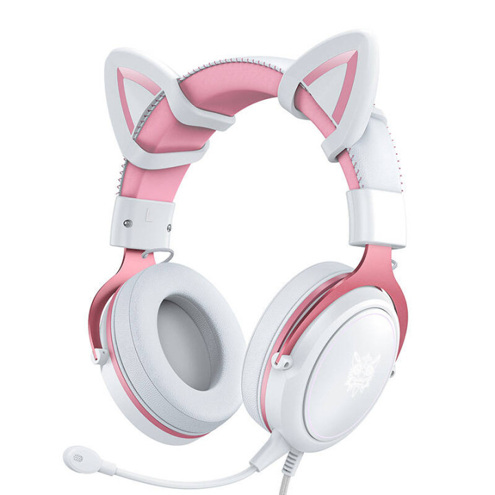 Игровые наушники ONIKUMA X10 белые/розовые/кошачьи уши