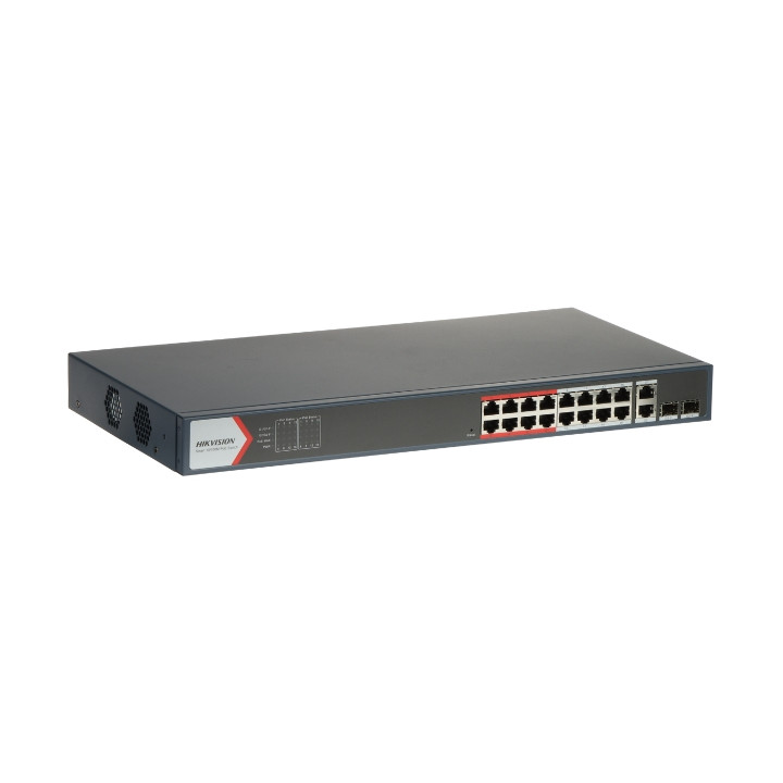 Hikvision DS-3E1318P-EI(B) 16 portu Fast Ethernet Smart PoE slēdzis