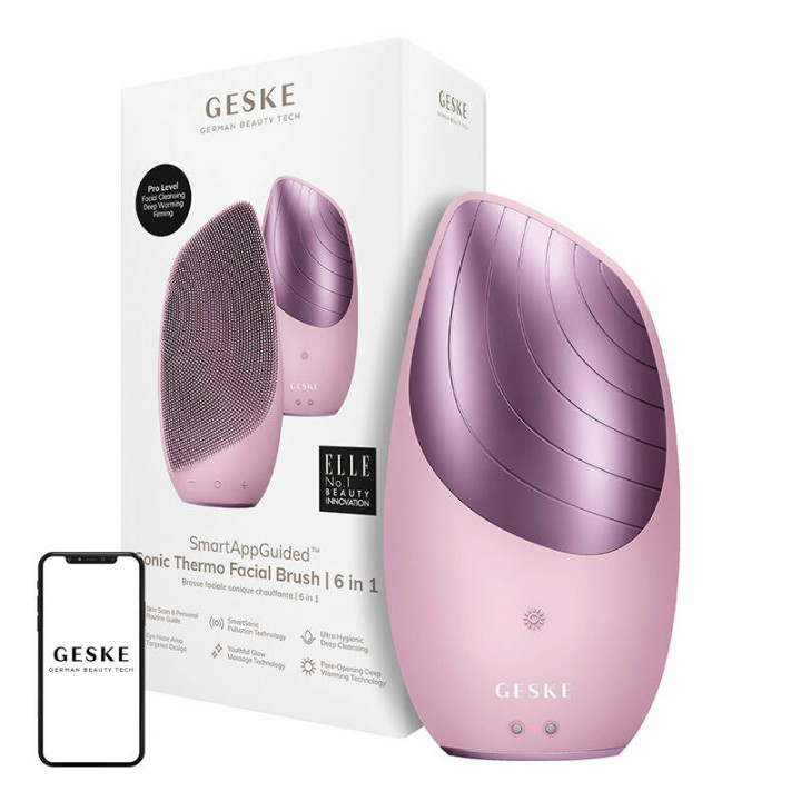 Sonic Thermo Brush для лица 6 в 1 Geske с приложением (розовый)