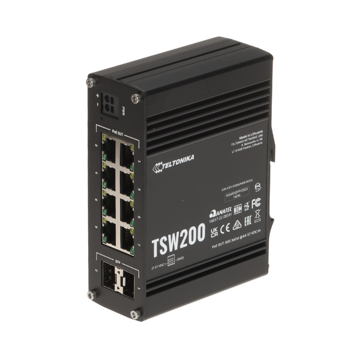 PoE коммутатор Teltonika TSW200, промышленный, 8 портов и SFP