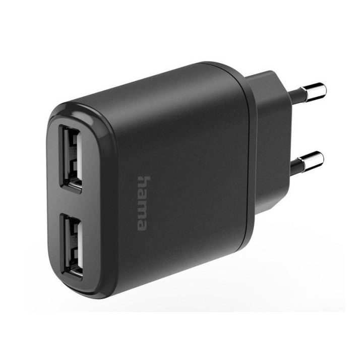 Настенное зарядное устройство Hama, 2x USB, 12 Вт, зарна