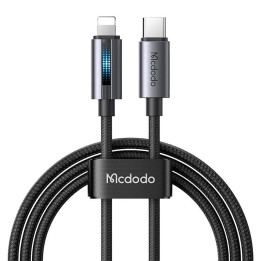 Mcdodo CA-5710 USB-C-Lightning-kaapeli, jossa 36 W vilkkuva valo 1,2 m (musta)