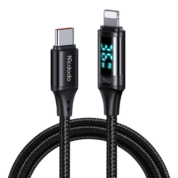 Кабель Mcdodo CA-1030 USB-C на Lightning, 36Вт, 1,2м (черный)