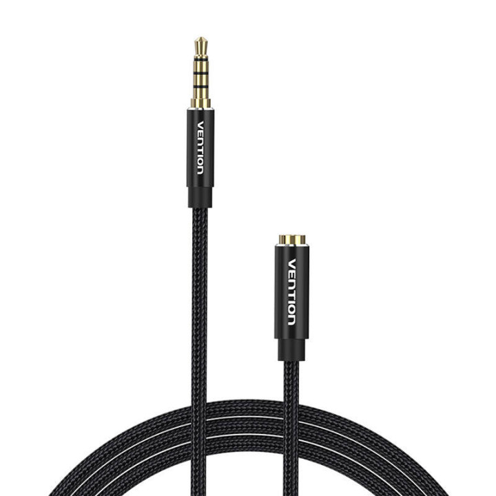 Kabeļa audio TRRS 3,5 mm vīrišķais līdz 3,5 mm sieviešu ventilācijas atvere BHCBF 1 m, melns